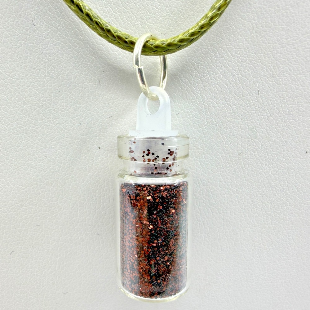 Glitter Bottle Pendant Necklace Bohemian Festival Gift Unique Statement Jewelry